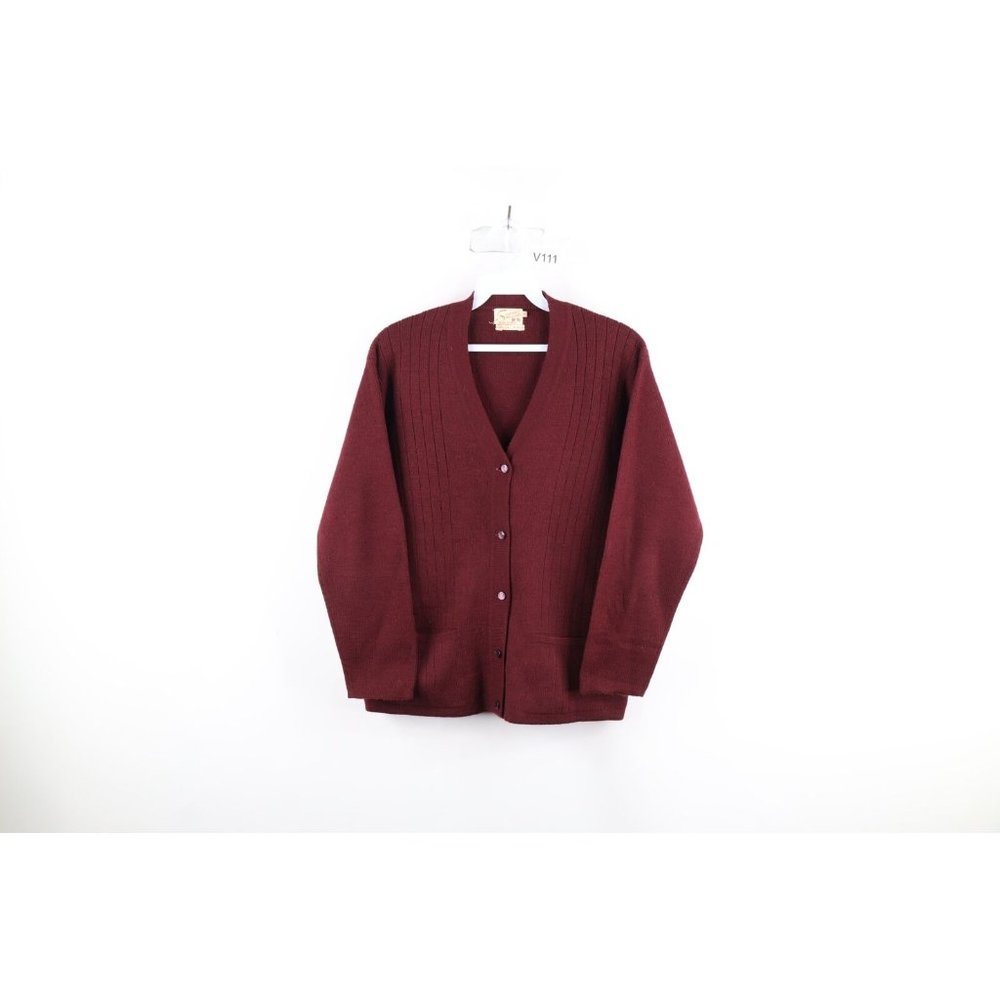 Vintage 60s 70s Womens 36 Striped Wool Blend Knit Kurt Cobain Cardigan Sweater
